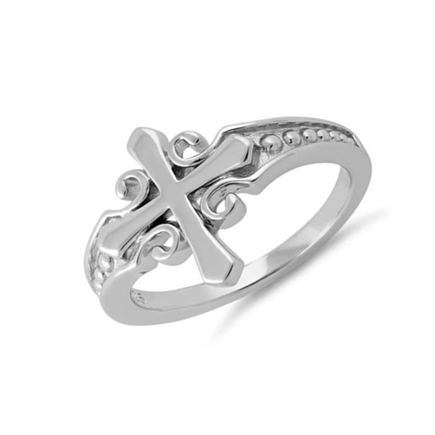 Ornate Cross Ring - Sterling Silver