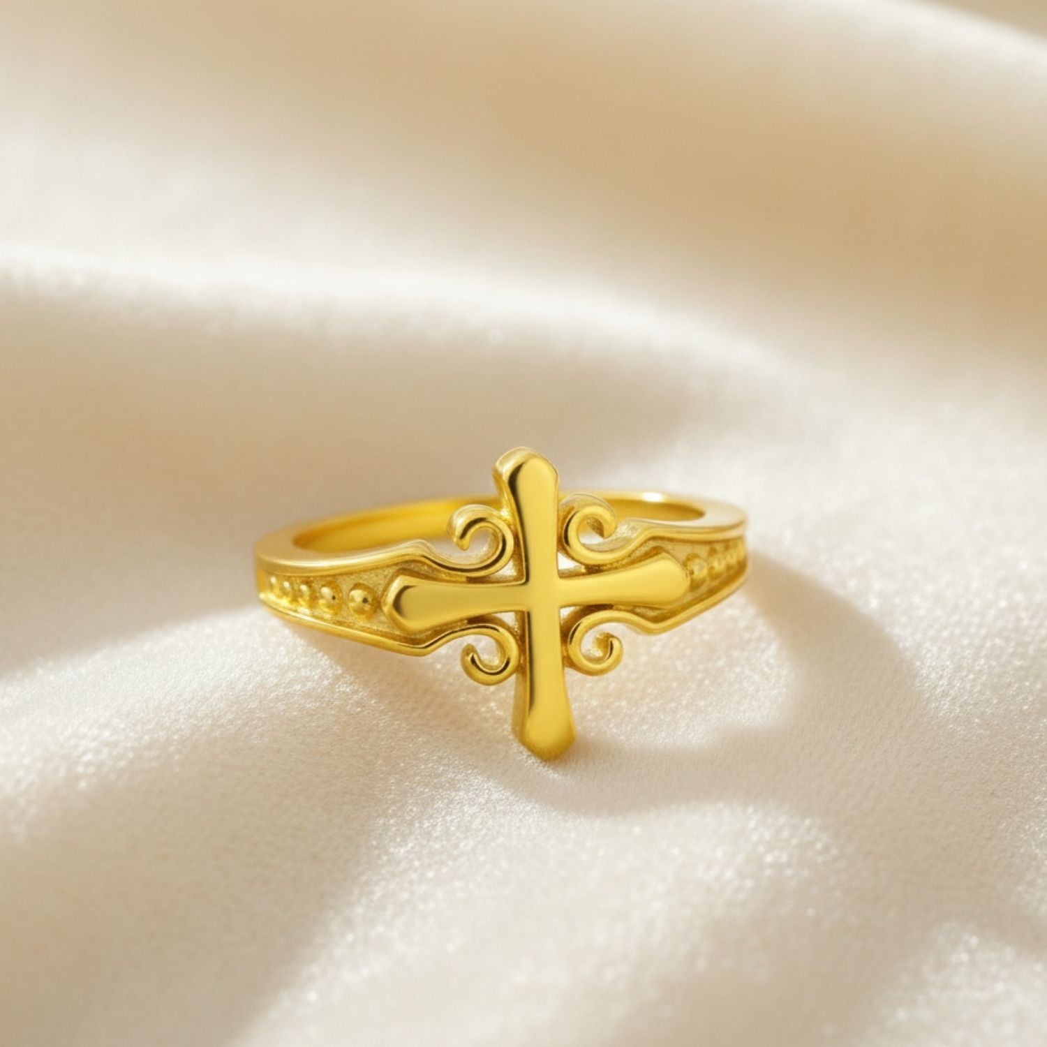 Ornate Cross Ring - Sterling Silver