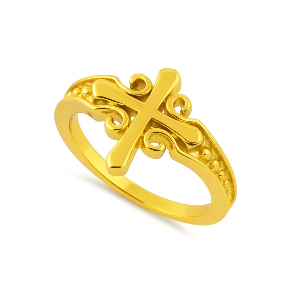 Ornate Cross Ring - Sterling Silver