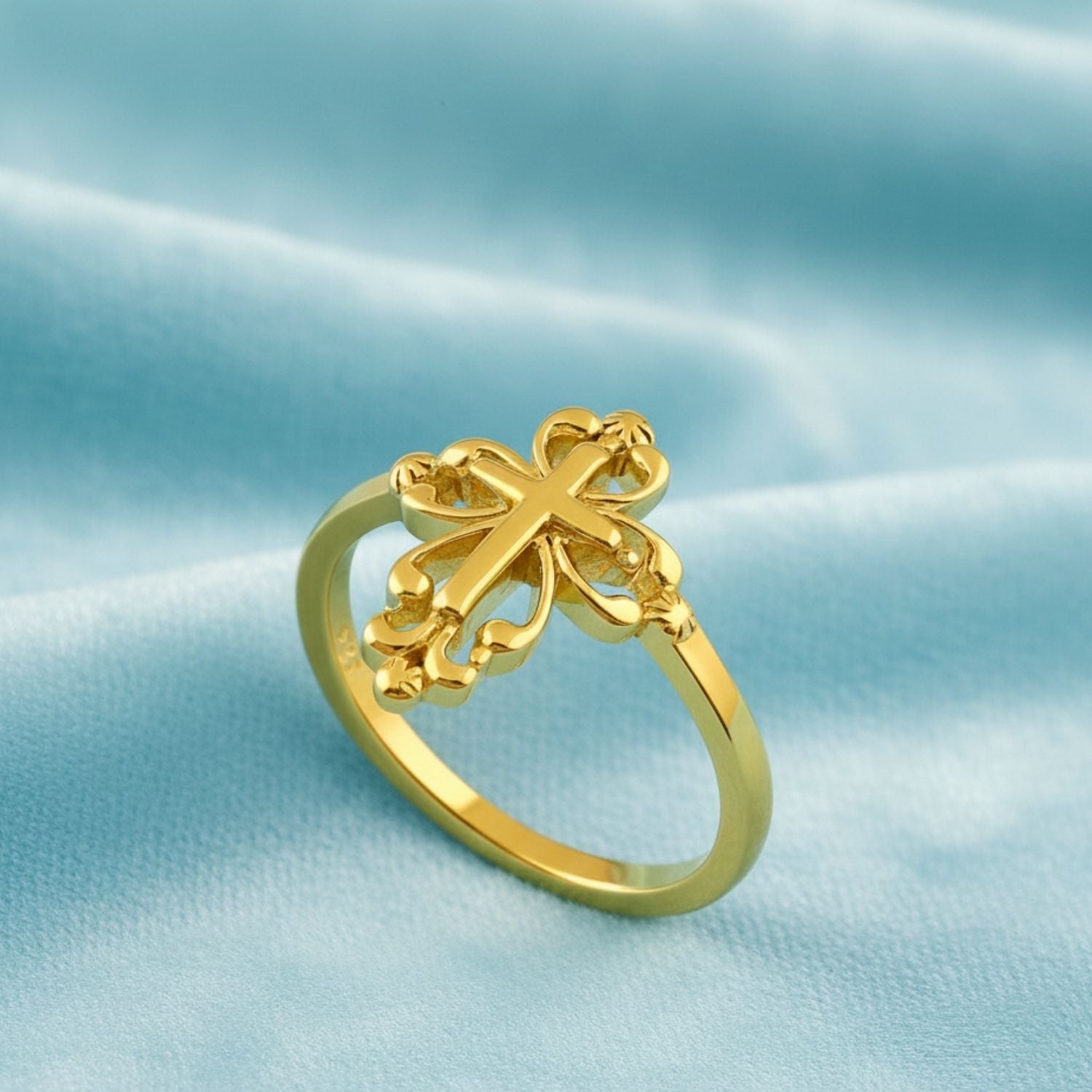 Filigree Cross Ring - Sterling Silver