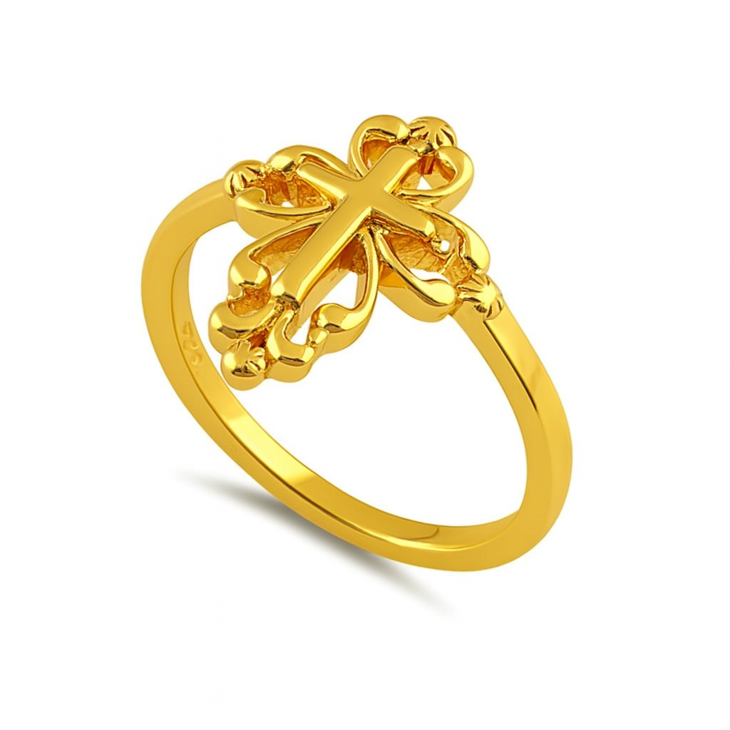 Filigree Cross Ring - Sterling Silver