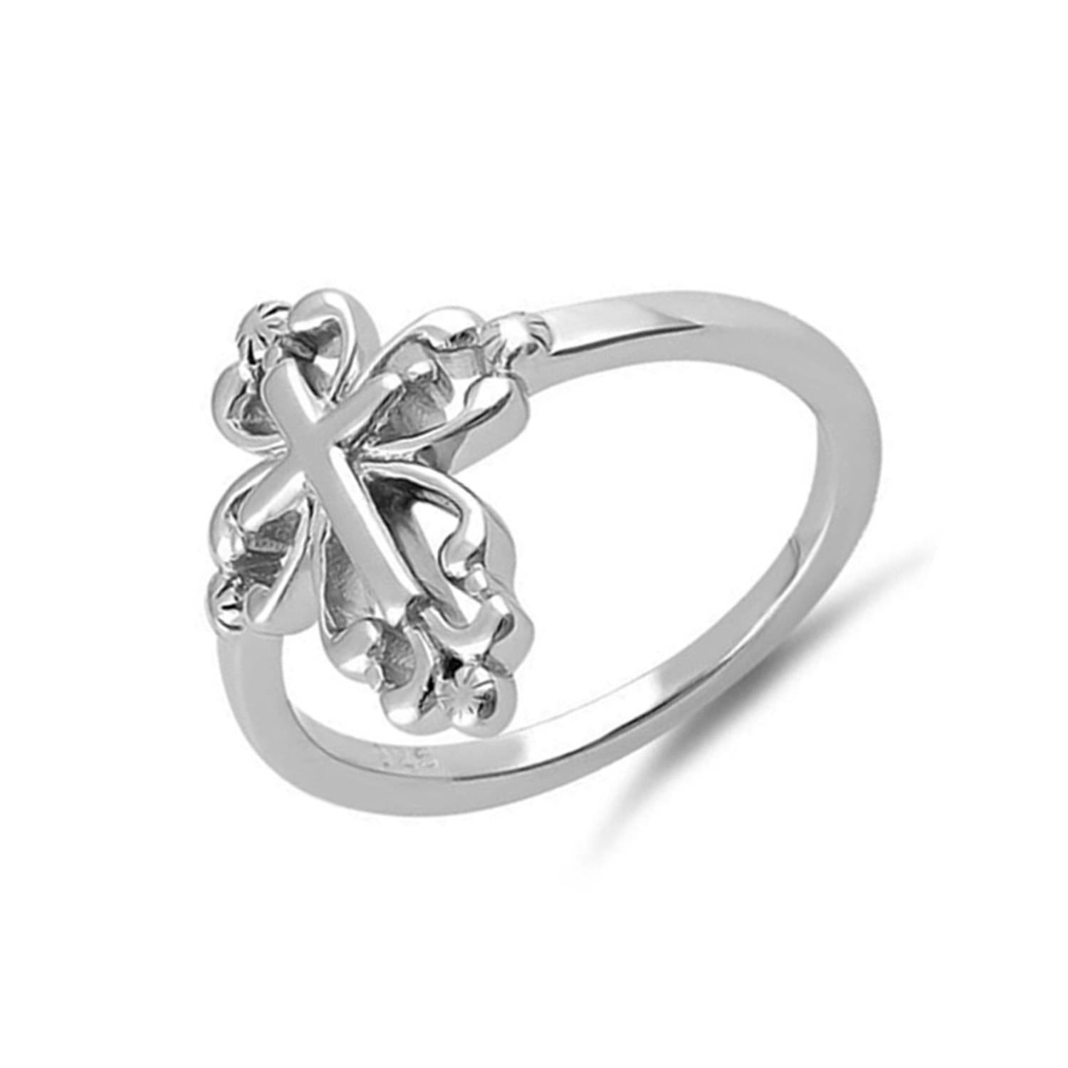 Filigree Cross Ring - Sterling Silver