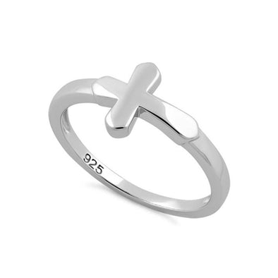 Sideways Cross Ring - Sterling Silver