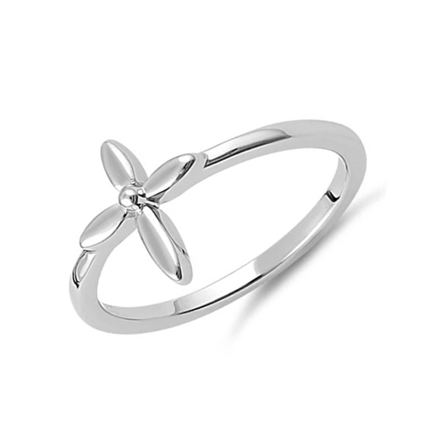 Four-Petal Floral Minimalist Ring - Sterling Silver
