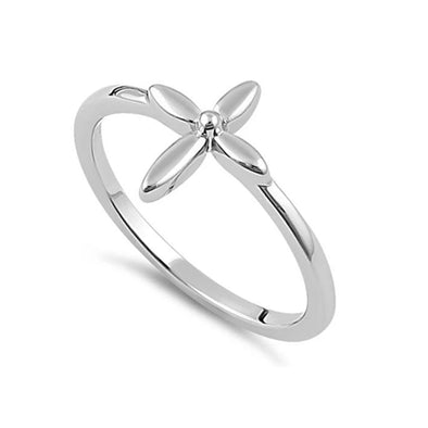 Four-Petal Floral Minimalist Ring - Sterling Silver