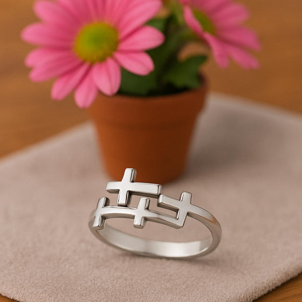 Double Cross Puzzle Ring - Sterling Silver