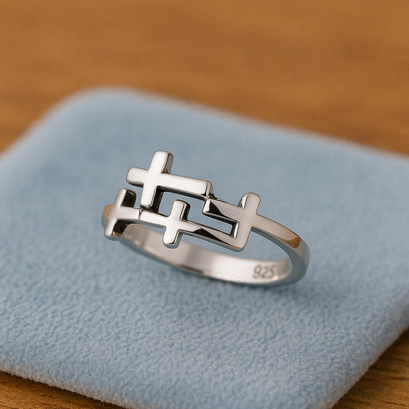 Double Cross Puzzle Ring - Sterling Silver