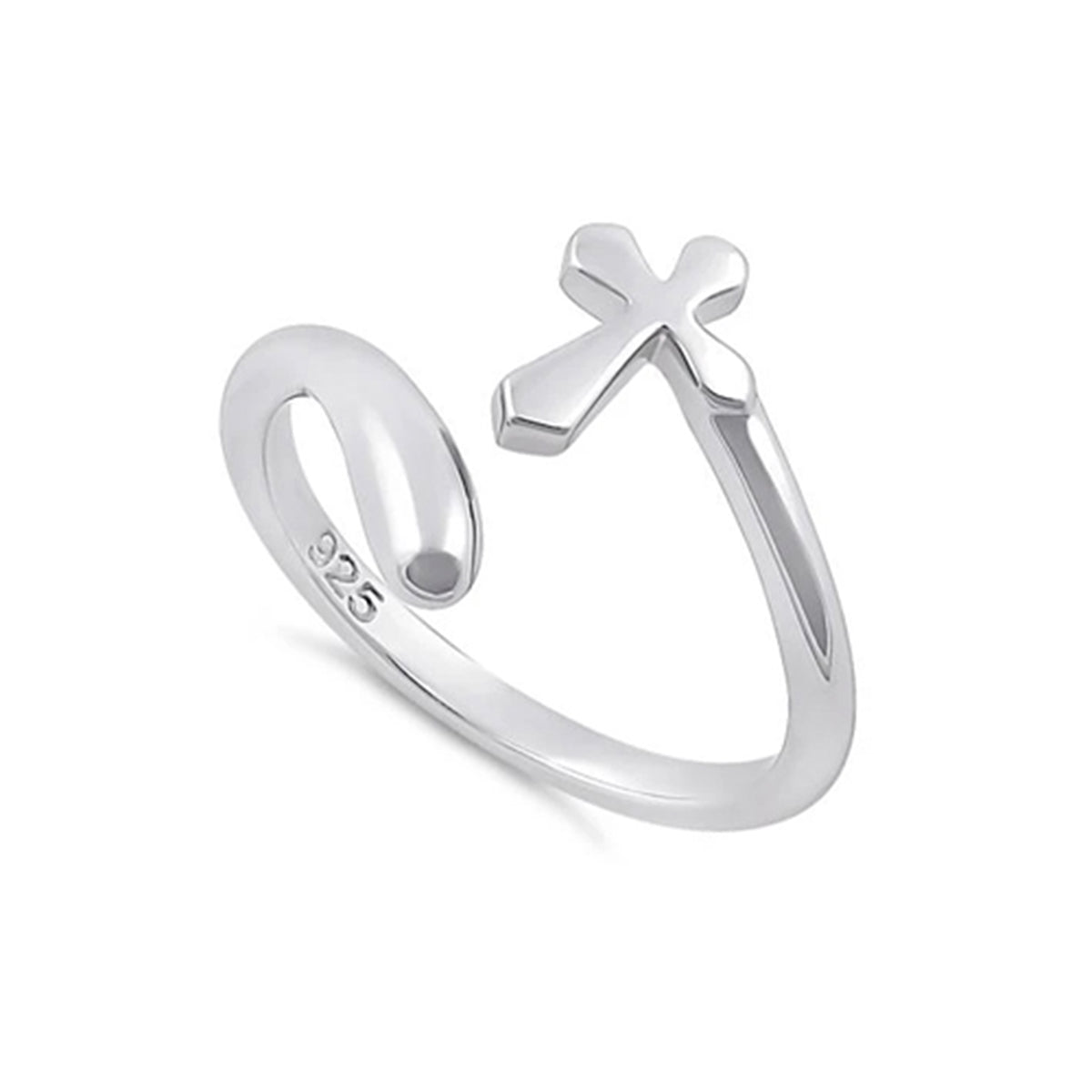 Open Cross Adjustable Ring - Sterling Silver