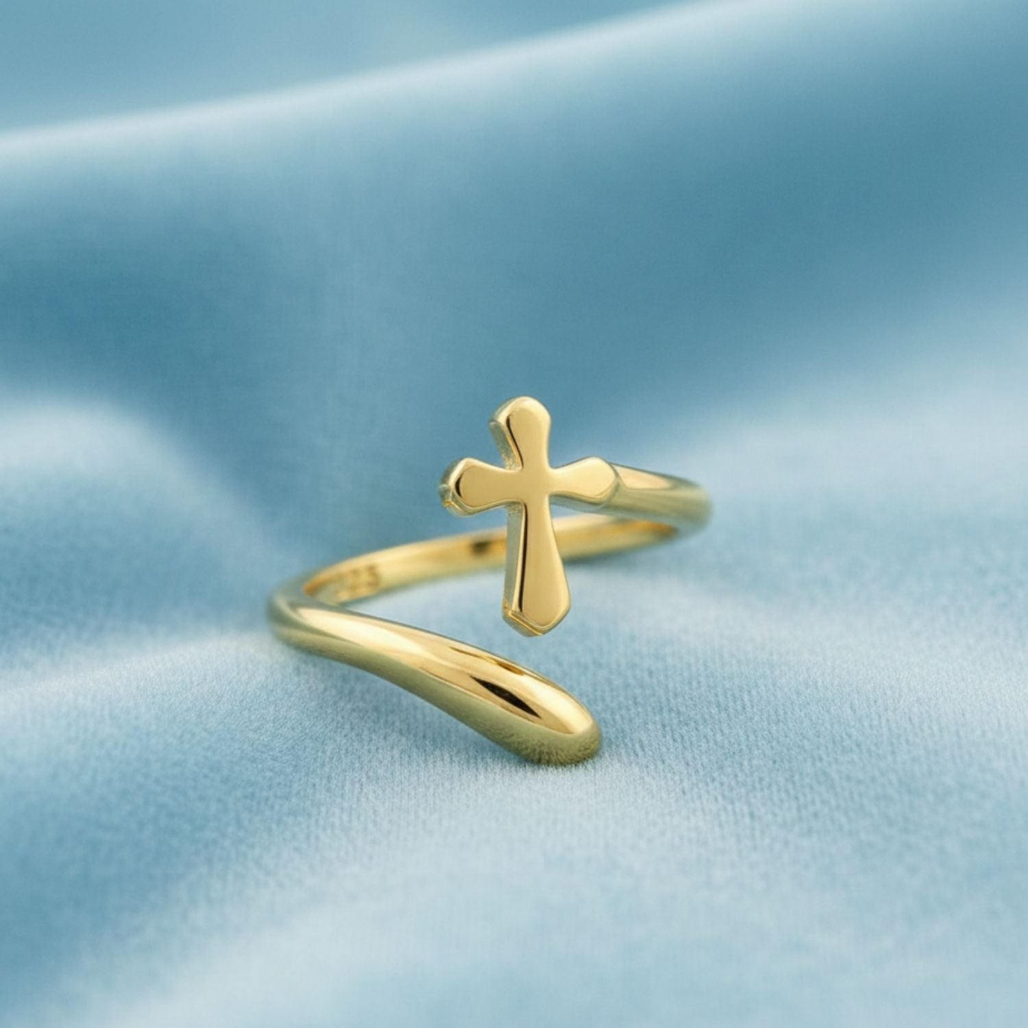 Open Cross Adjustable Ring - Sterling Silver