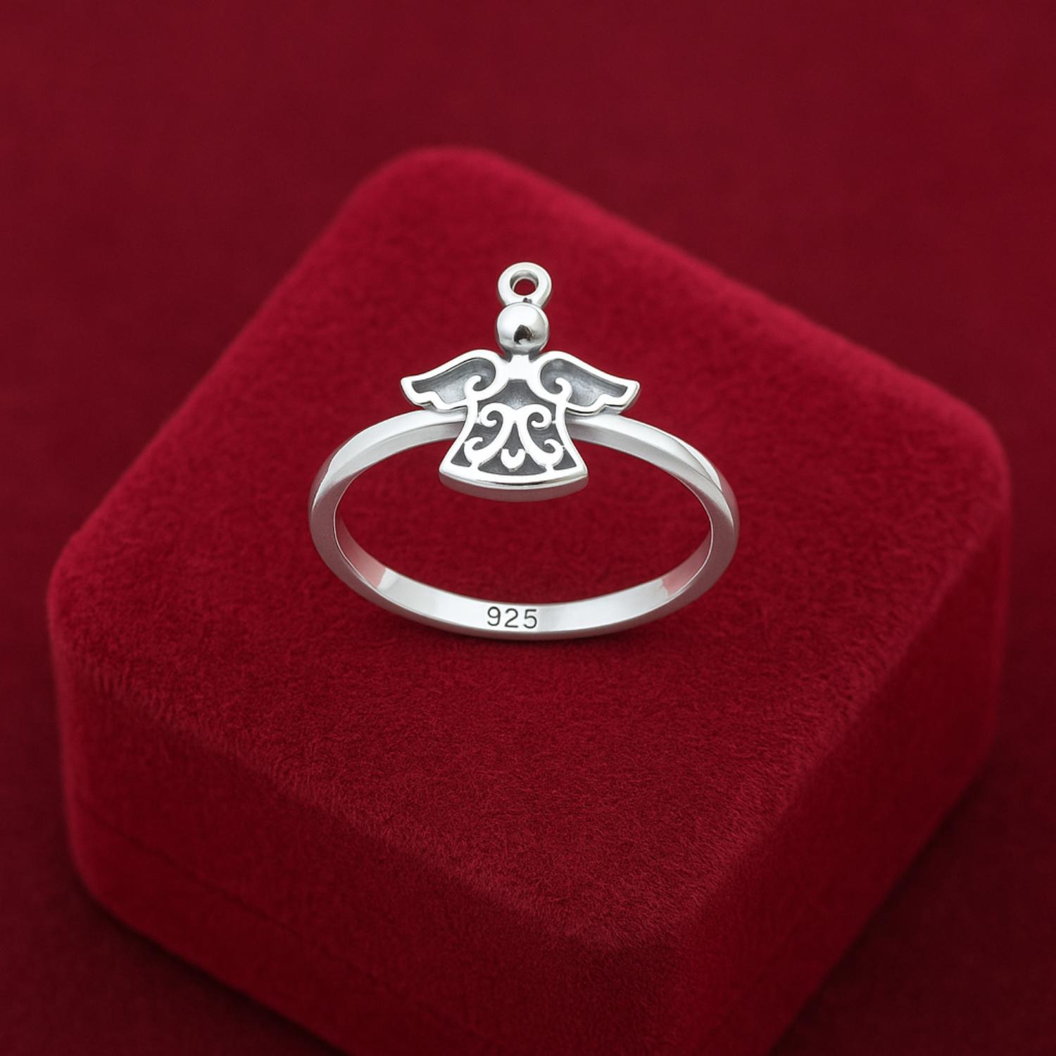 Angel Silhouette Minimalist Ring - Sterling Silver