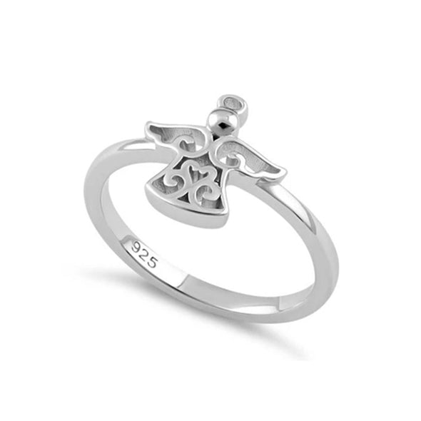 Angel Silhouette Minimalist Ring - Sterling Silver