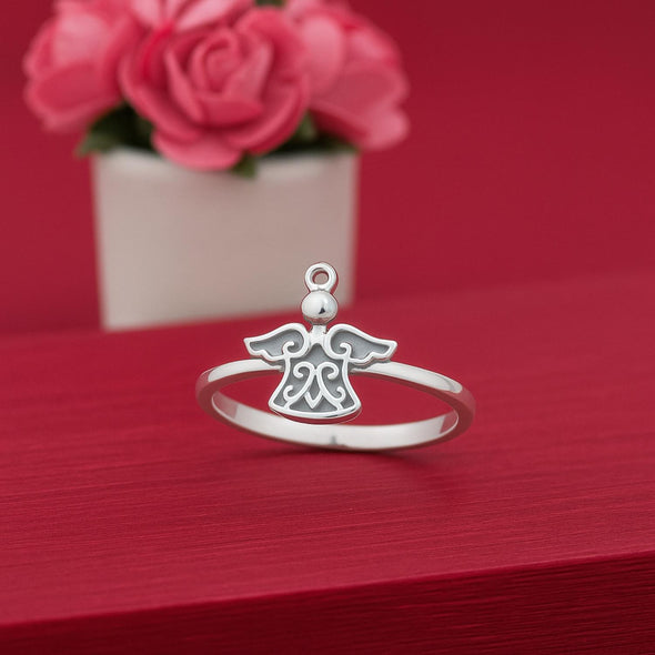 Angel Silhouette Minimalist Ring - Sterling Silver