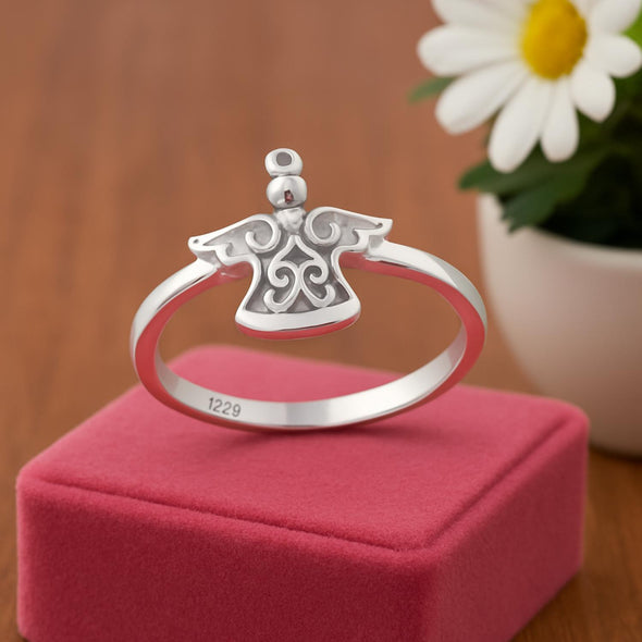Angel Silhouette Minimalist Ring - Sterling Silver