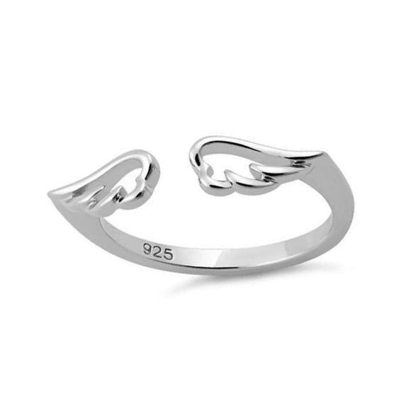 Open Angel Wing Adjustable Ring - Sterling Silver