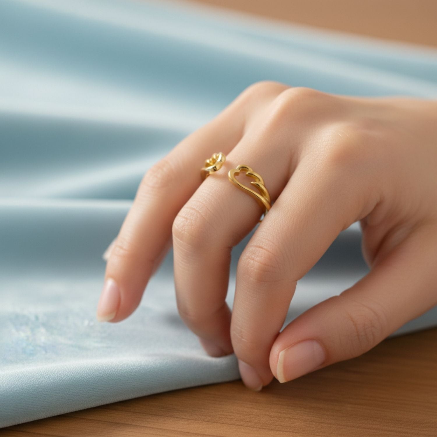 Open Angel Wing Adjustable Ring - Sterling Silver