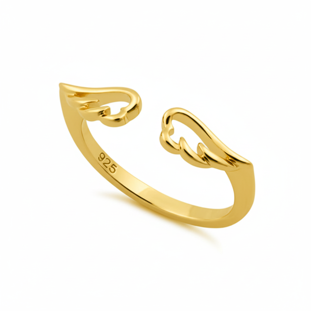 Open Angel Wing Adjustable Ring - Sterling Silver