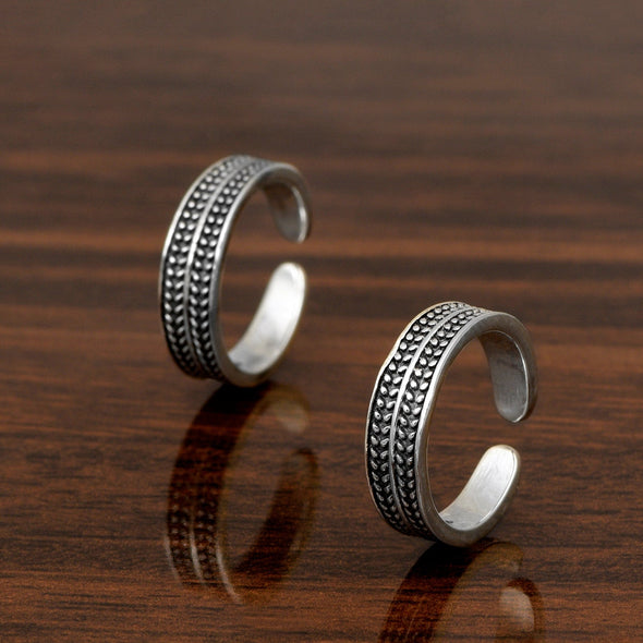 Oxidized Textured Toe Ring -Sterling Silver
