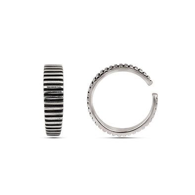 Striped Oxidized Toe Ring - Sterling Silver