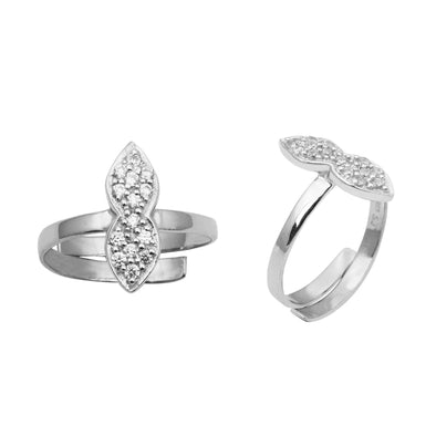 White CZ Marquise Leaf Toe Ring - Sterling Silver