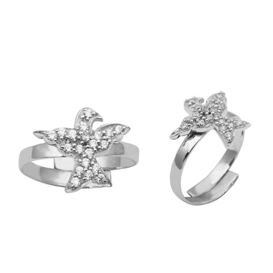 White CZ Bird Toe Ring - Sterling Silver