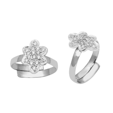 White CZ Floral Toe Ring - Sterling Silver