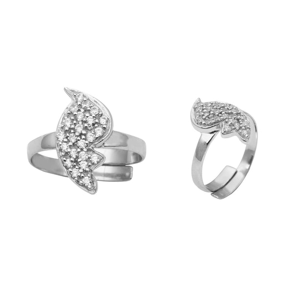 White CZ Leaf Pavé Toe Ring - Sterling Silver