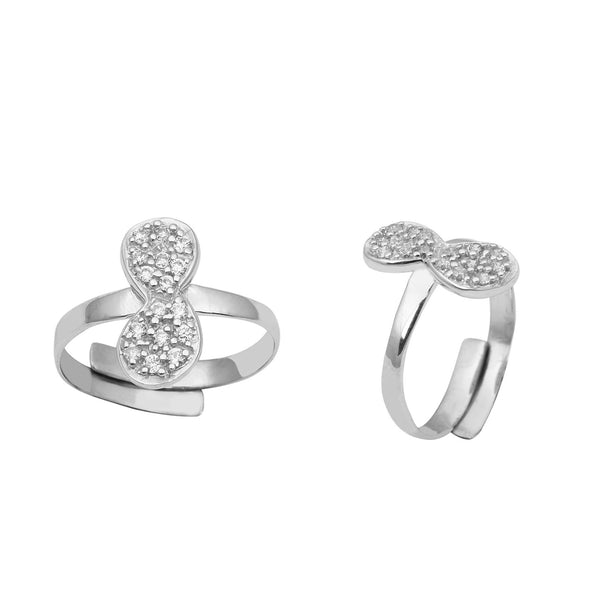 Double Disc White CZ Toe Ring - Sterling Silver