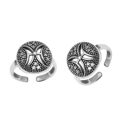 Textured Disc Toe Ring - Sterling Silver