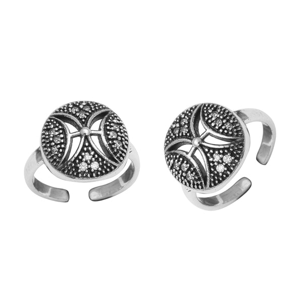 Textured Disc Toe Ring - Sterling Silver