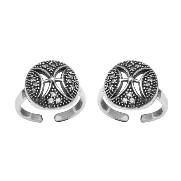 Textured Disc Toe Ring - Sterling Silver