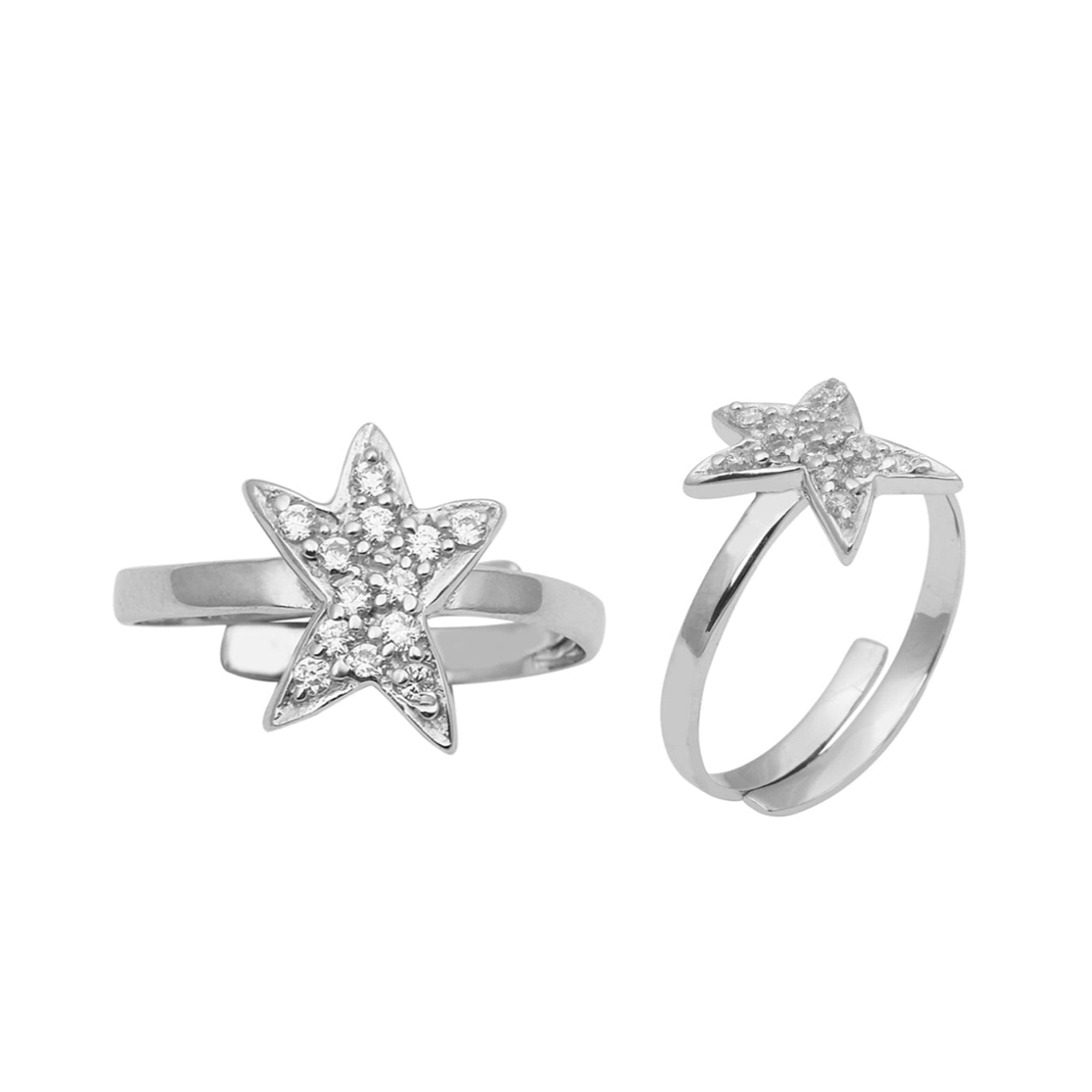 White CZ Star Toe Ring - Sterling Silver