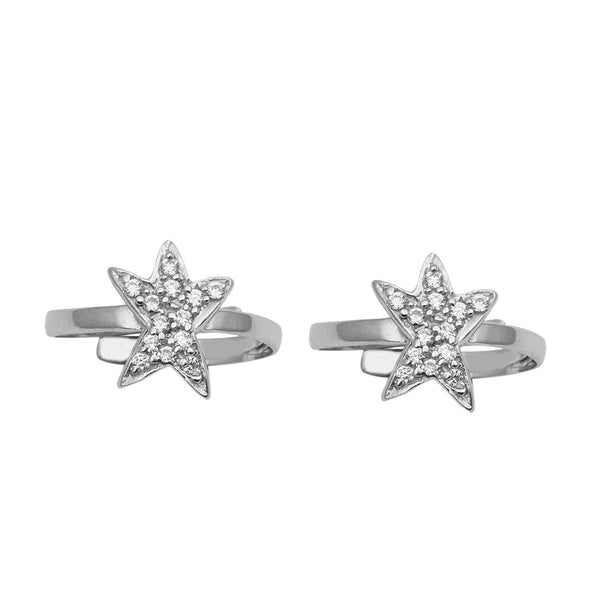 White CZ Star Toe Ring - Sterling Silver