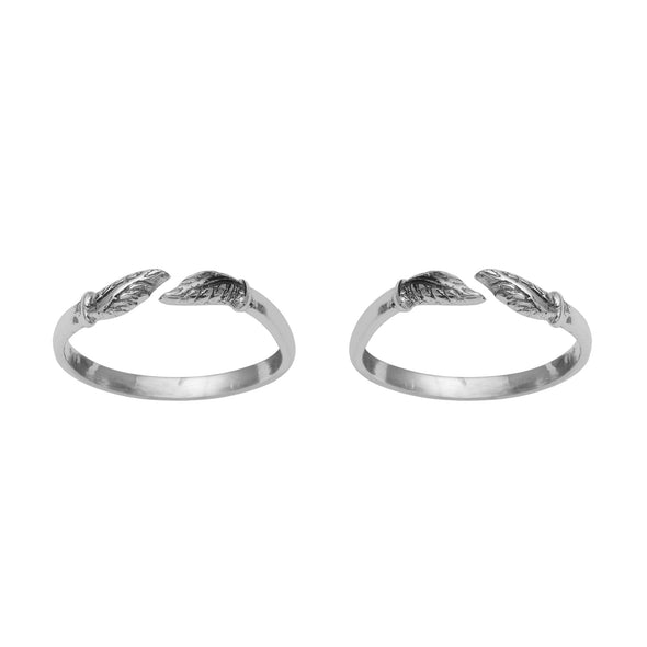 Leaf Front Open Toe Ring - Sterling Silver