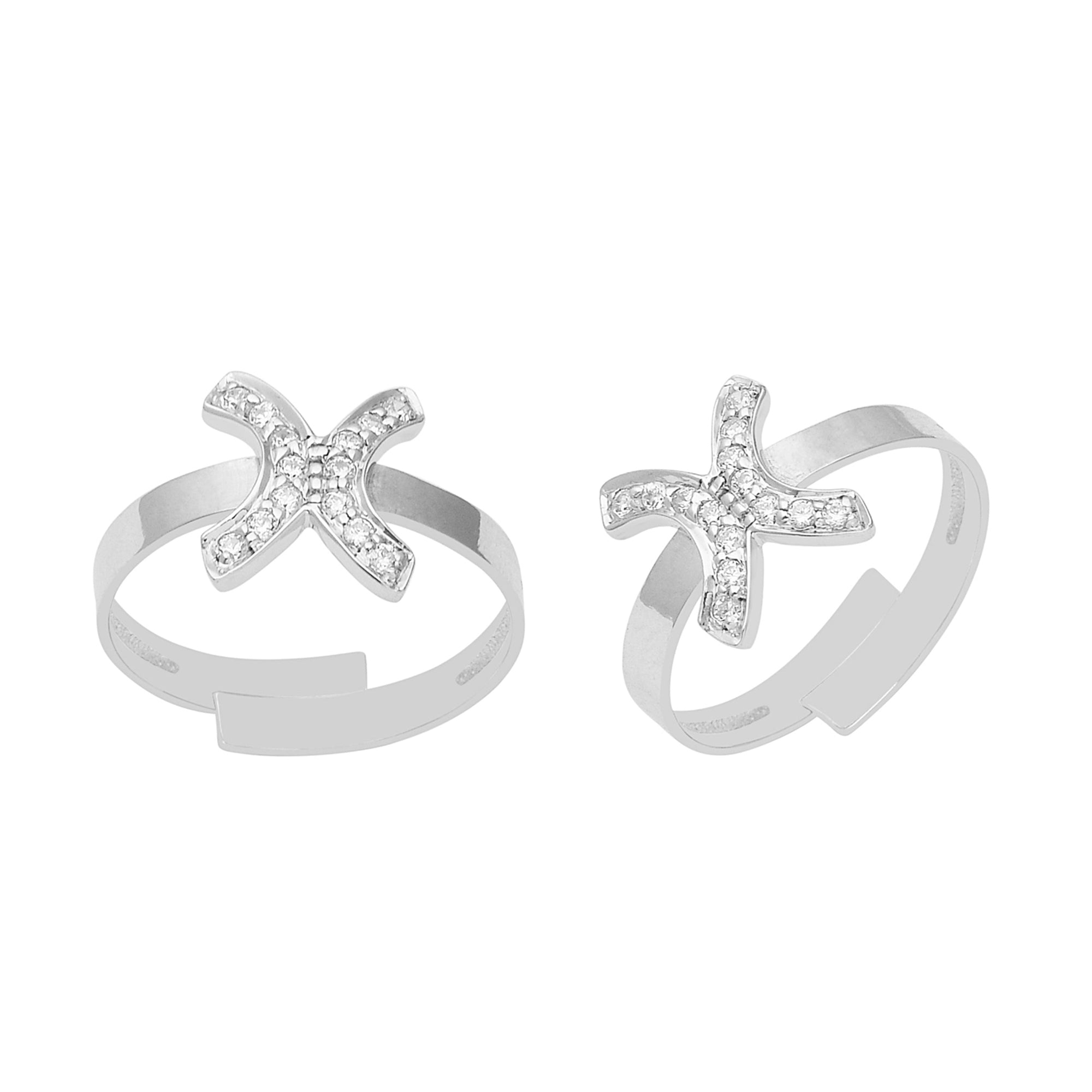 White CZ Pave Cross Toe Ring - Sterling Silver