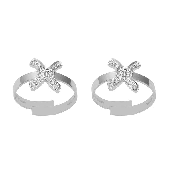 White CZ Pave Cross Toe Ring - Sterling Silver