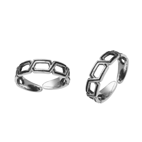 Geometric Pattern Toe Ring - Sterling Silver