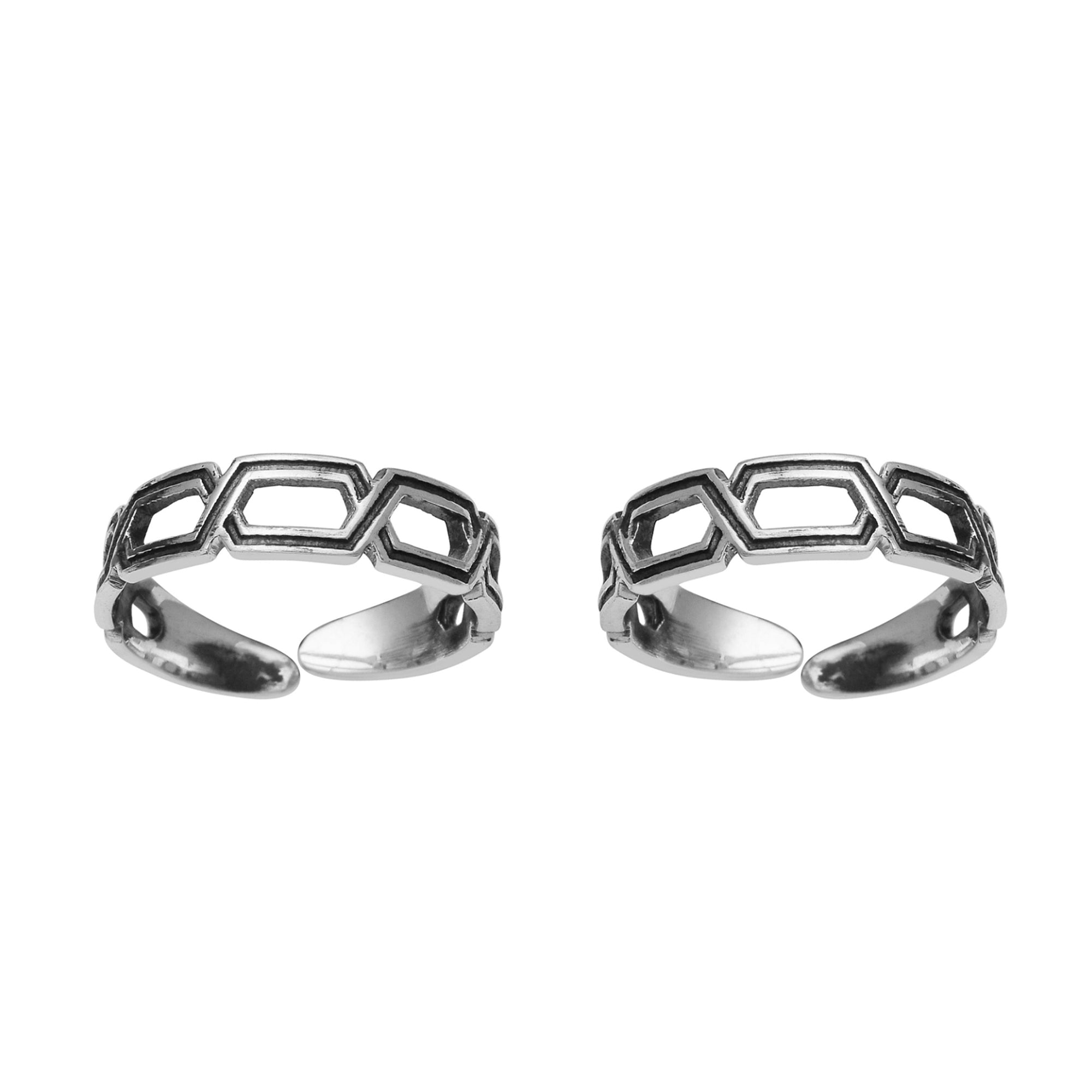 Geometric Pattern Toe Ring - Sterling Silver