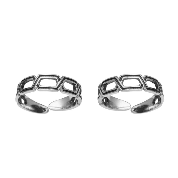 Geometric Pattern Toe Ring - Sterling Silver