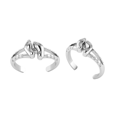 Baby Foot Toe Ring Adjustable Symbol of Love - Sterling Silver