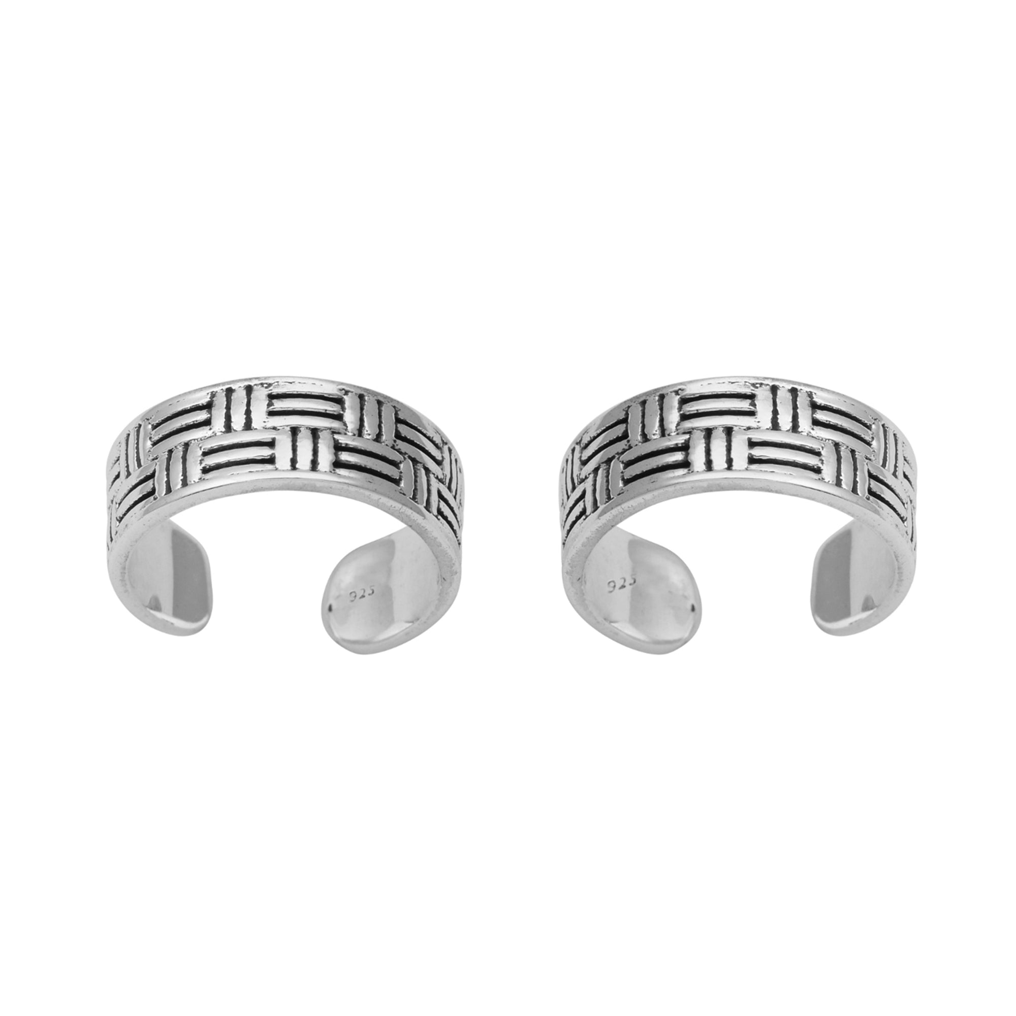 Geometric Pattern Toe Ring - Sterling Silver