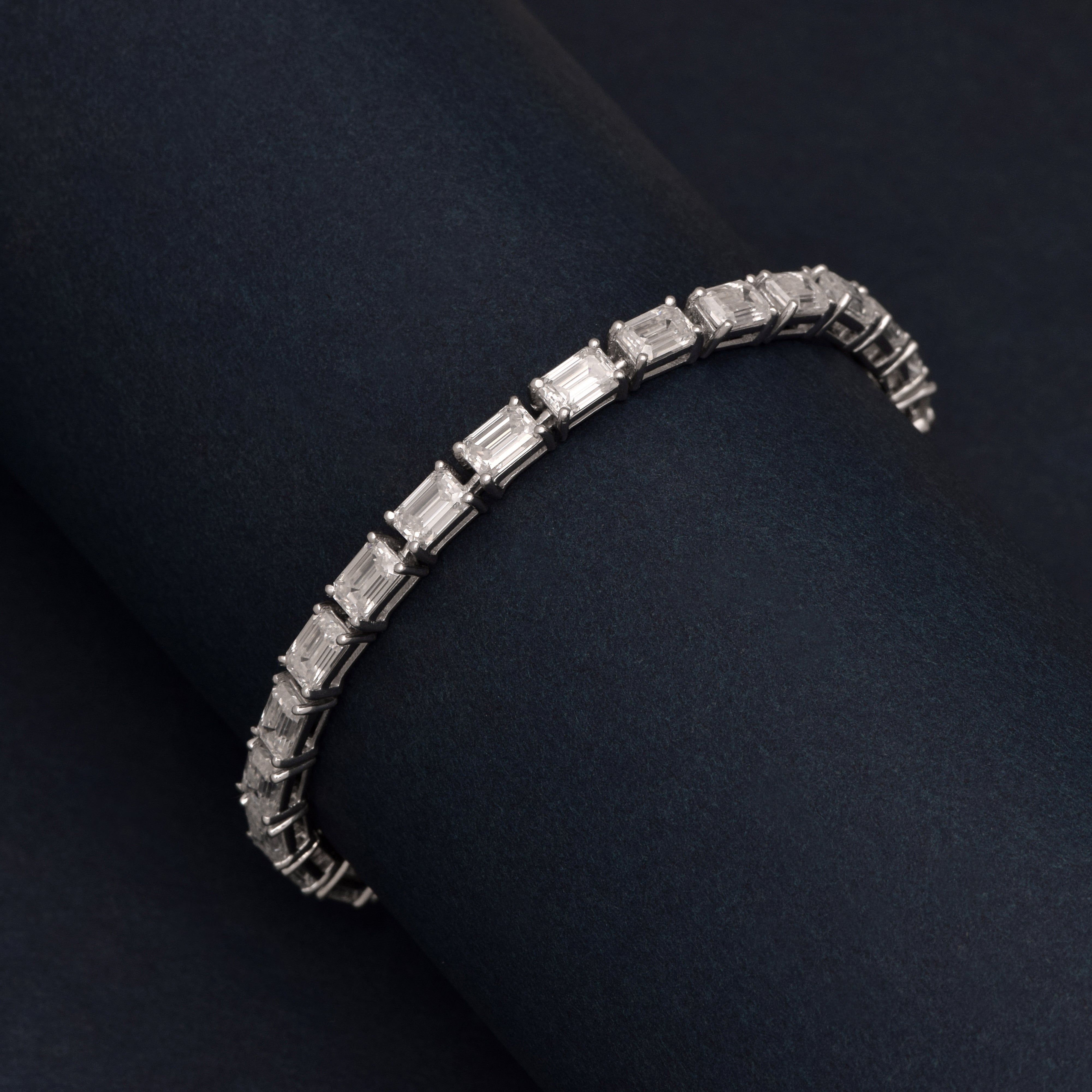 Emerald Cut White CZ Tennis Bracelet - 925 Sterling Silver