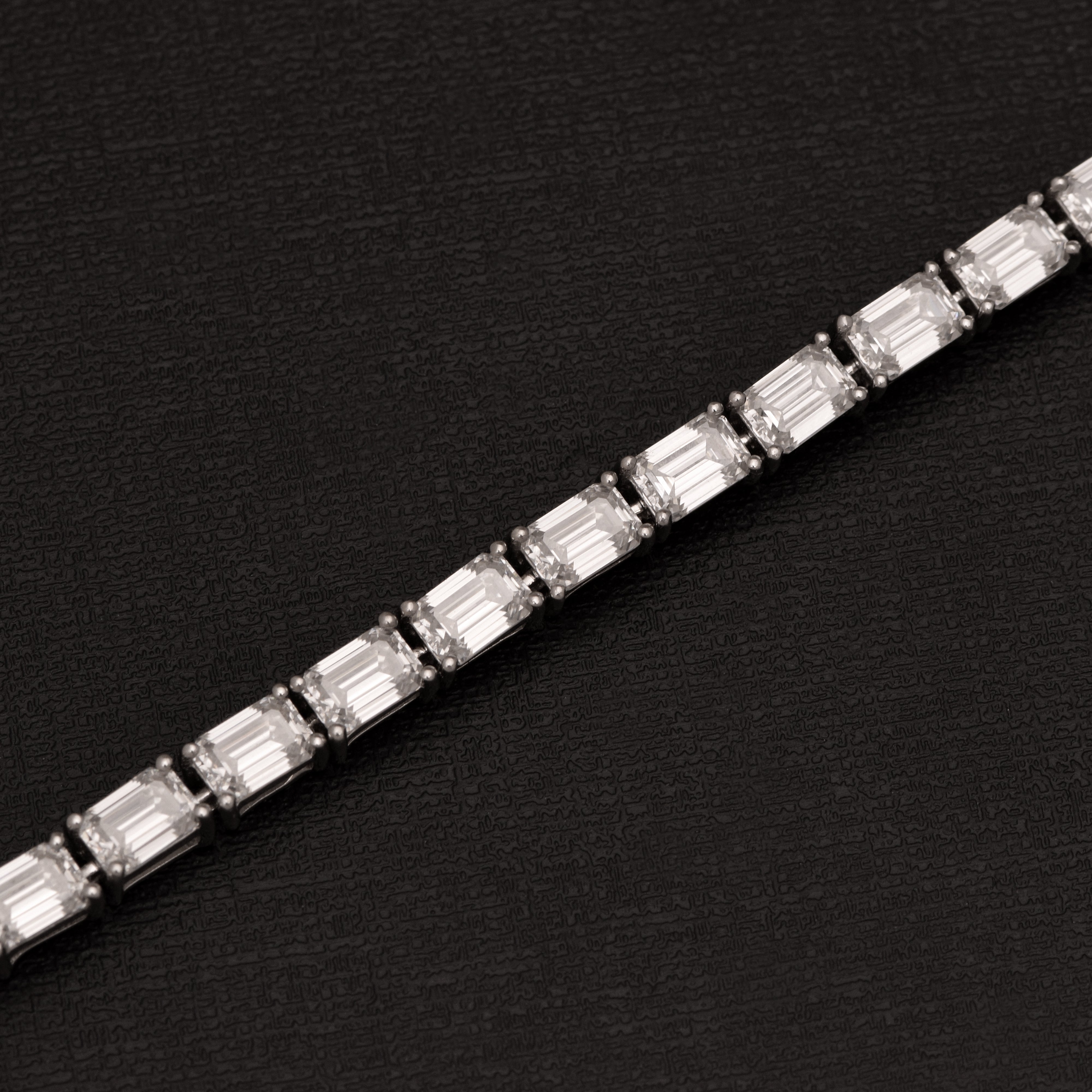 Emerald Cut White CZ Tennis Bracelet - 925 Sterling Silver