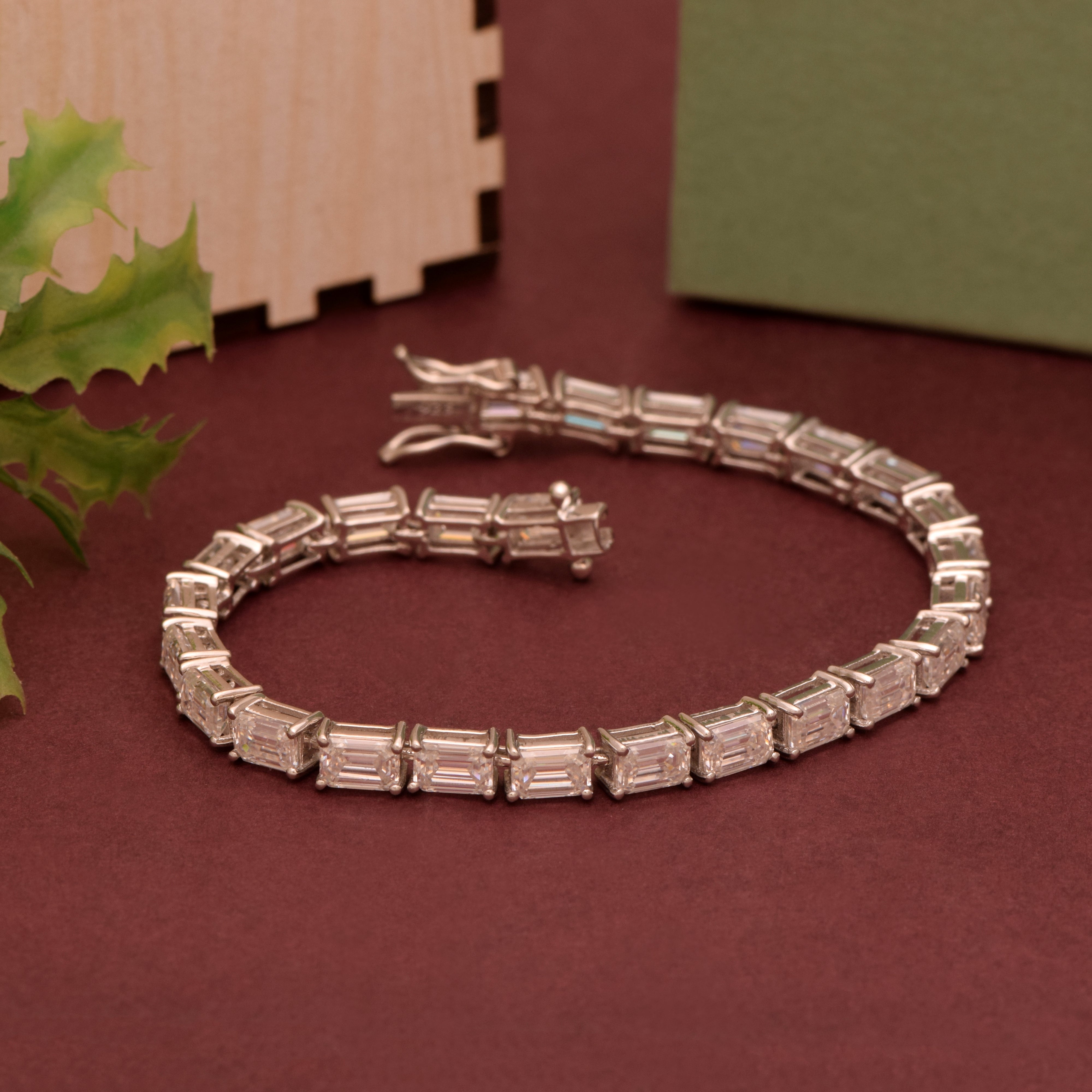 Emerald Cut White CZ Tennis Bracelet - 925 Sterling Silver