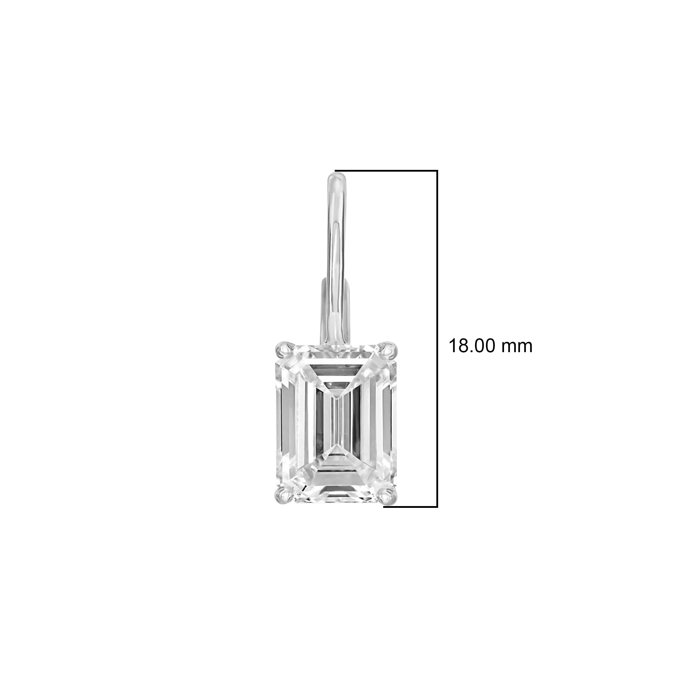 Emerald Cut White CZ Drop Earrings - 925 Sterling Silver