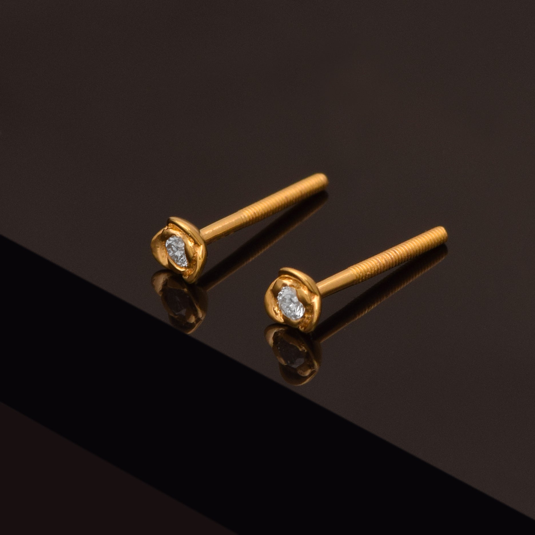 White CZ Floral Stud Earrings - Gold Plated 925 Silver