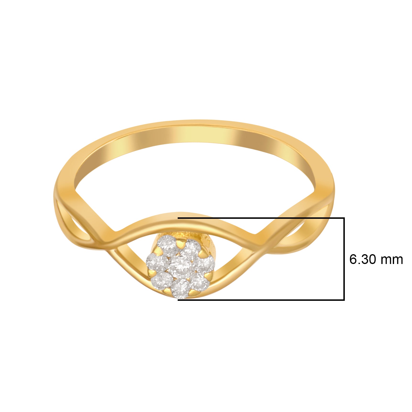 White CZ Modern Crossover Band Design Ring – Sterling Silver Gold Plated