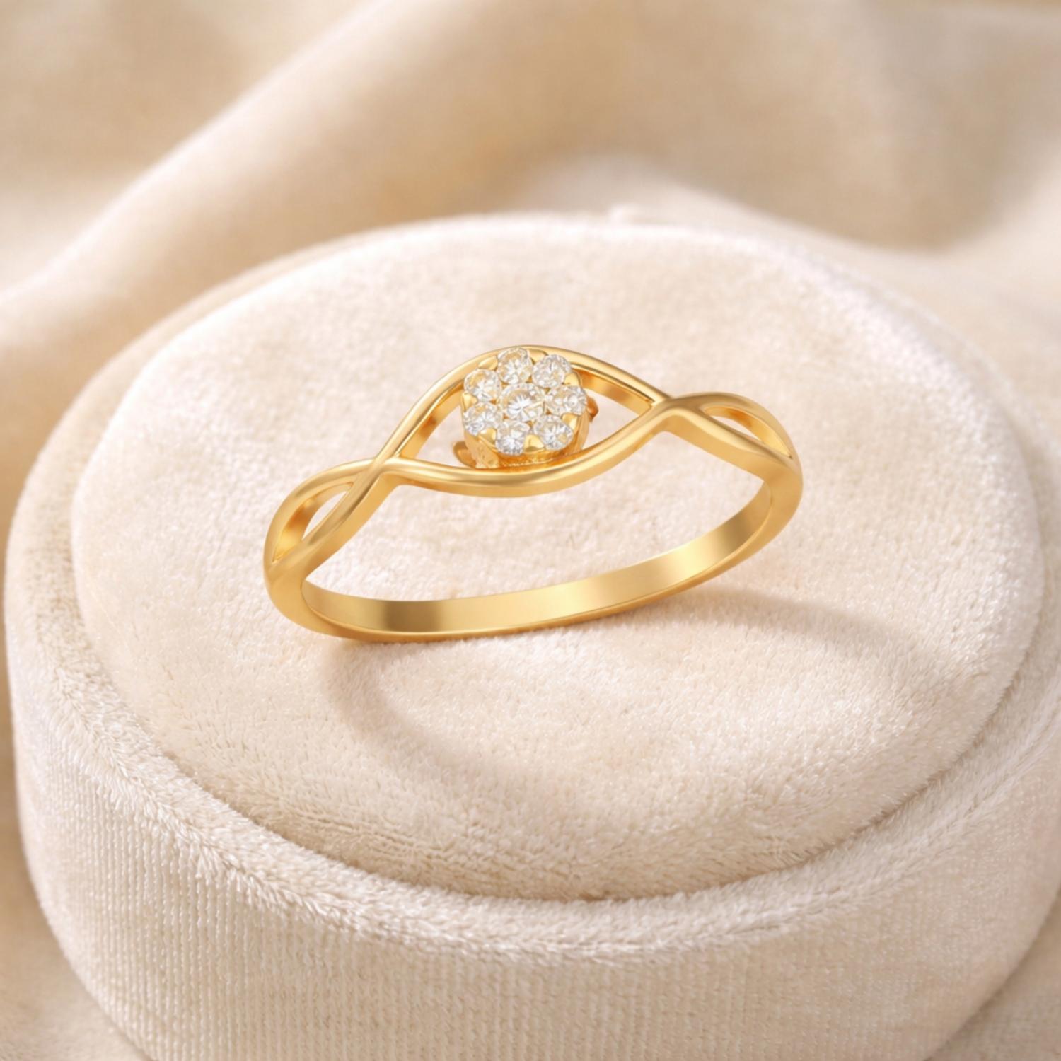 White CZ Modern Crossover Band Design Ring – Sterling Silver Gold Plated