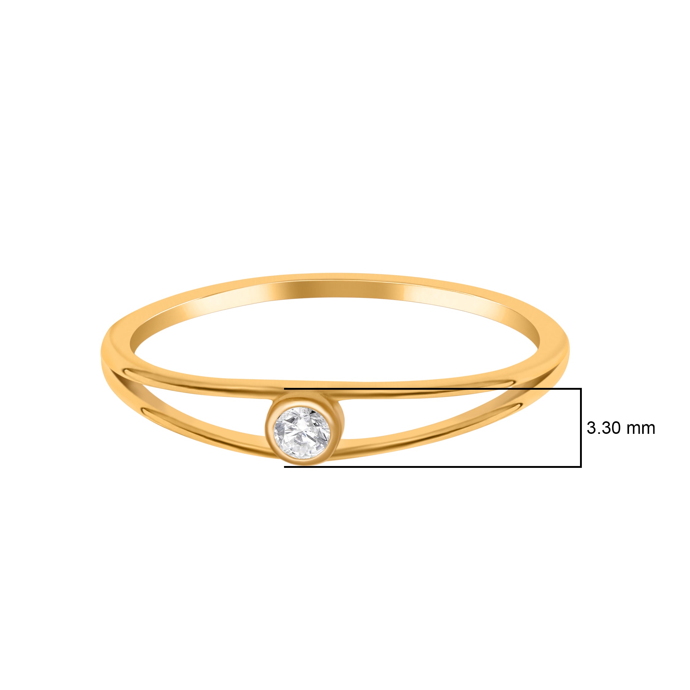 Round White CZ Minimal Bezel Set Open Band Ring – Sterling Silver Gold Plated