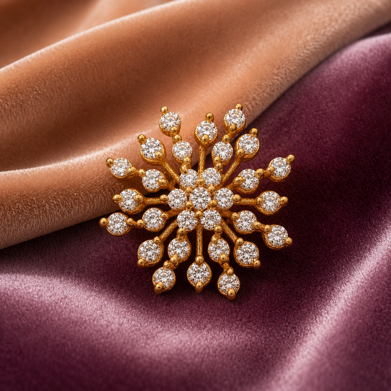 White CZ Snowflake Nose Pin - Gold Plated 925 Sterling Silver