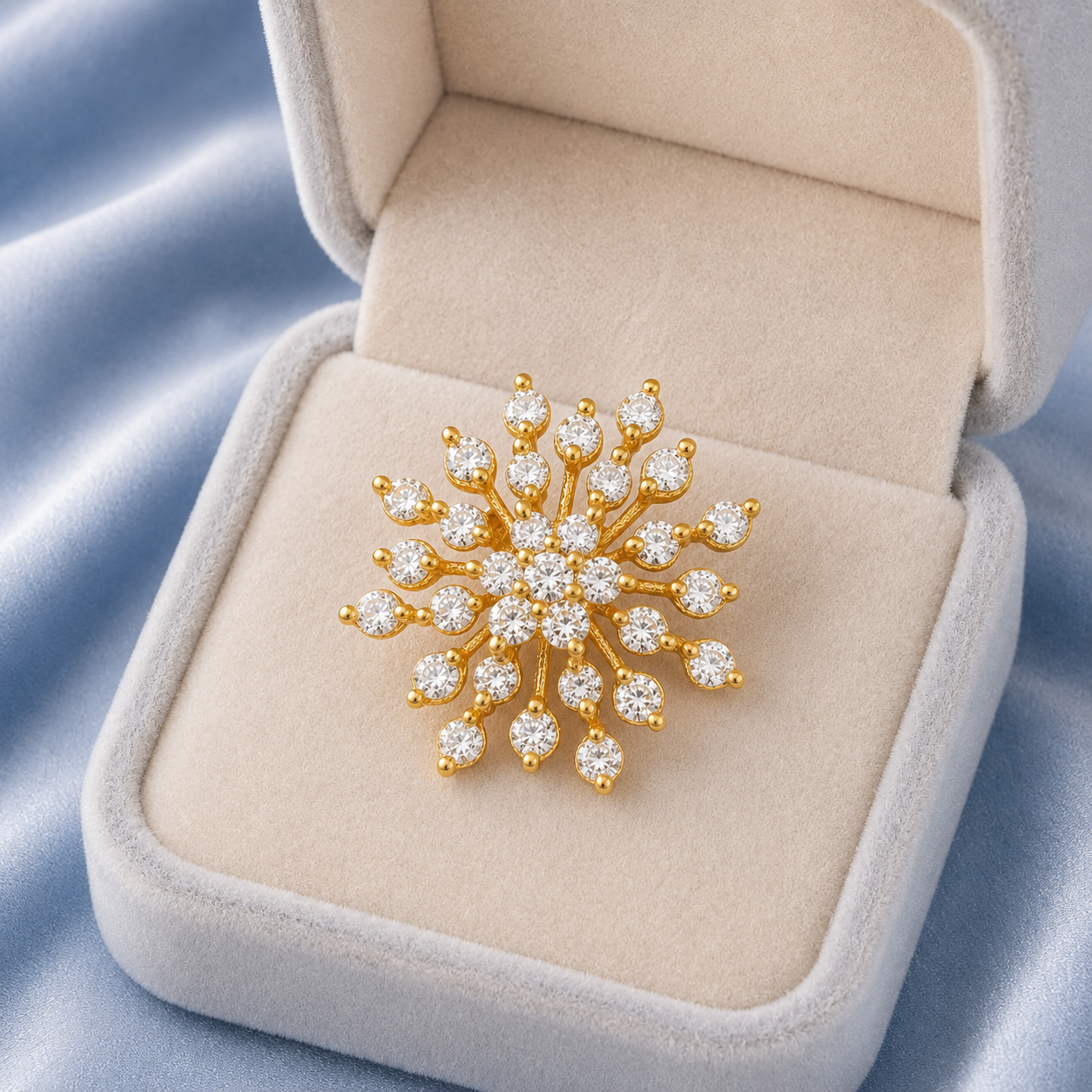 White CZ Snowflake Nose Pin - Gold Plated 925 Sterling Silver